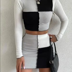 Colorblock Contrast Long Sleeve Shirt Set